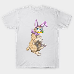 Bobtail BunnyCat: Cream Tabby (Pink) T-Shirt